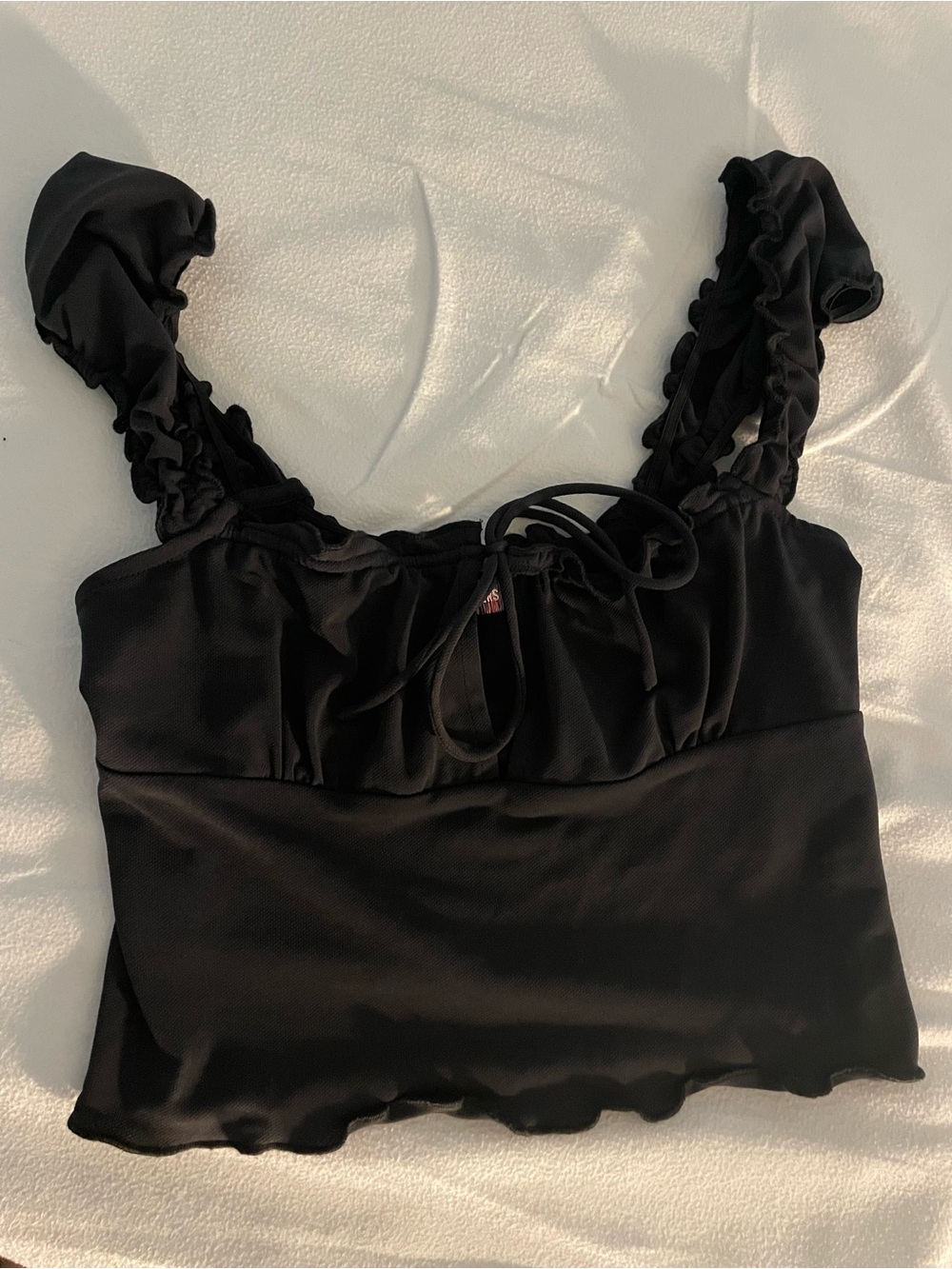 Urban Outfitters Black Ruffle-Trim Crop Top
